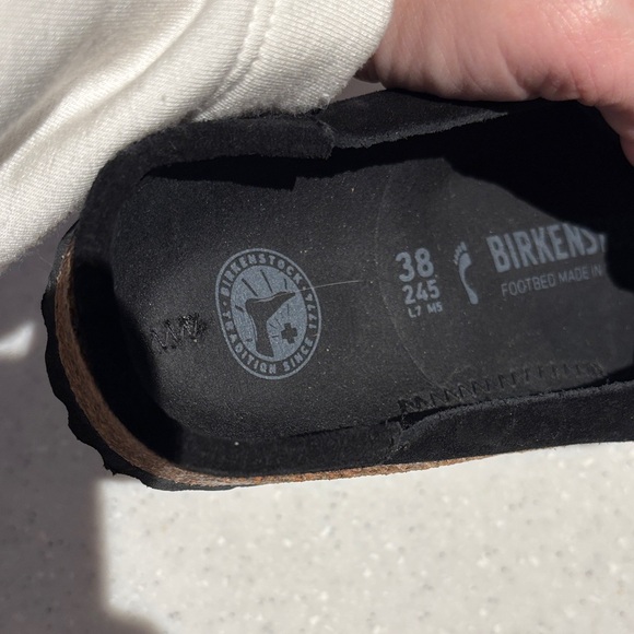 Birkenstock Black Suede Mules with Buckle - Picture 2 of 5